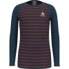 Odlo Active Warm Eco Kids Stripes Base Layer, Blue Wing Teal/ketchup