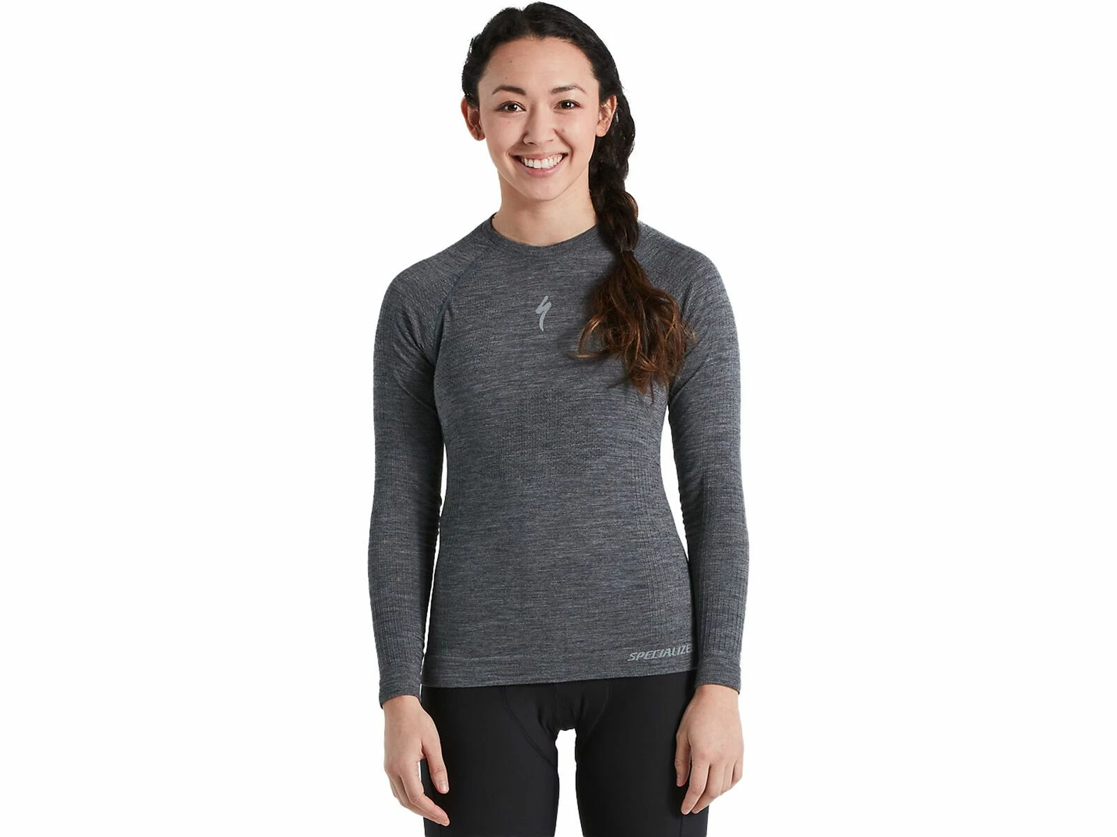 Specialized Women's Merino Seamless Long Sleeve Base Layer, Grey 1 Specialized Women's Merino Seamless Long Sleeve Base Layer, Grey